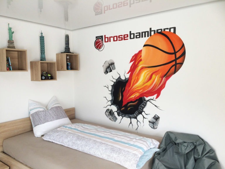 Graffitikuenstler, Graffitiauftrag, Artmos4, Brose, Basketball, Fotorealistisch