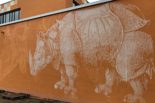 graffitiauftrag-graffitikuenstler-artmos4-da-di-werk-albrecht-duerer-schule-2017-nashorn-tier-orange-weiss-folie-illustrativ-aussen