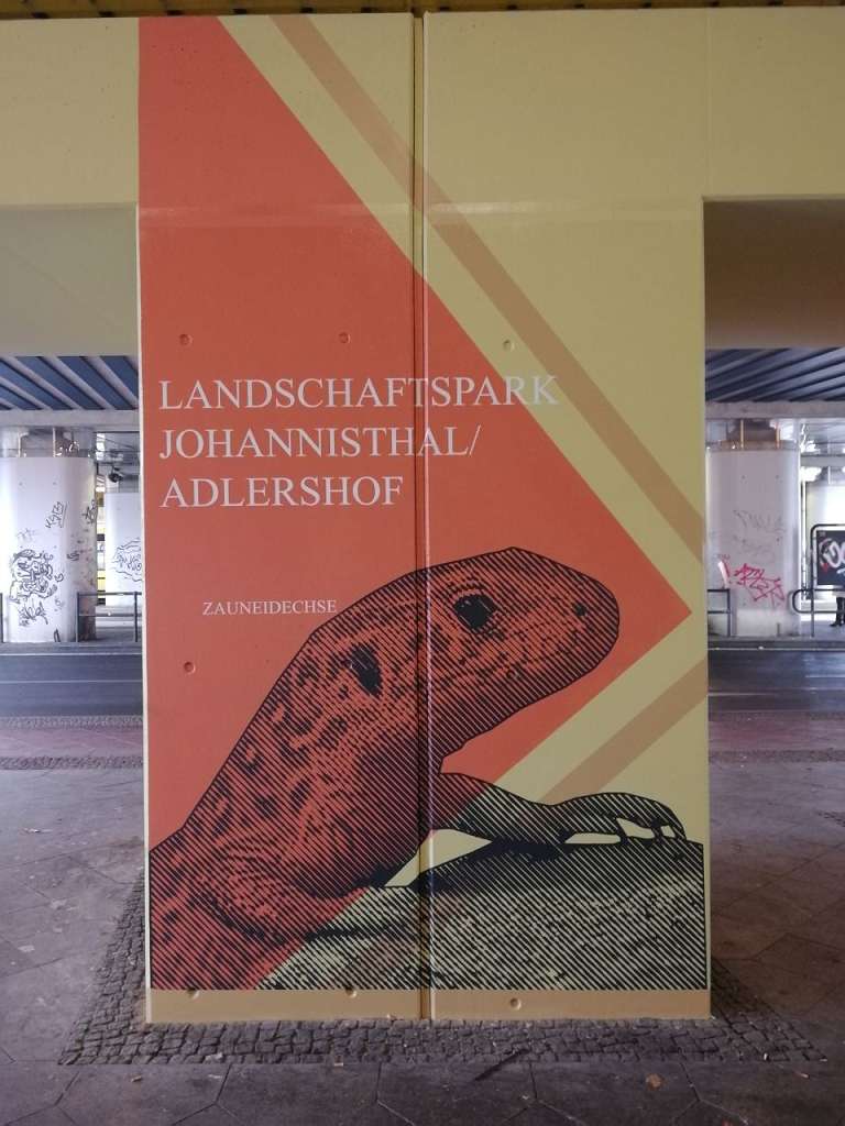 graffitiauftrag_graffitikuenstler_artmos4_DB_Deutsche_Bahn_Adlershof_2022_Berlin_Raster_Graffiti_Tier_Eidechse_Säule_Schrift_Folie_grafisch_aussen_01