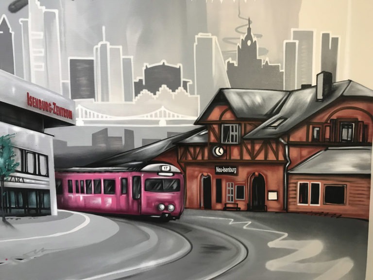 graffitiauftrag-graffitikuenstler-artmos4-ece-neu-isenburg-zentrum-graffiti-tags-style-tags-logos-sbahn-bahnhof-innen-pink-orange-grau-illustrativ-handel