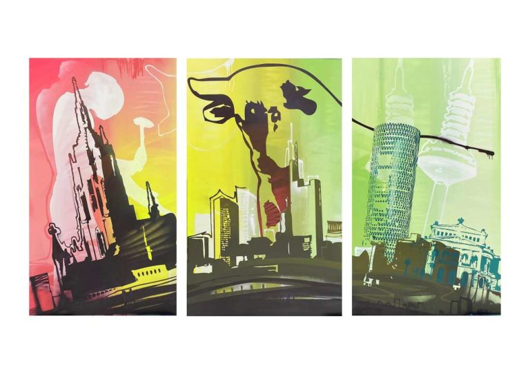 graffitiauftrag_graffitikuenstler_artmos4_groß_und_ partner_2021_leinwand_skyline_silhouetten_sehenswürdigkeiten_frankfurt_