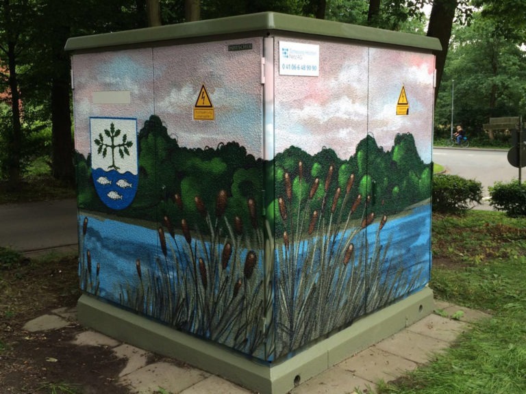 Graffitikuenstler, Graffitiauftrag, Artmos4, Hansewerke, Landschaft, Fotorealistisch