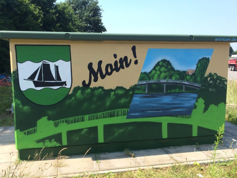 Graffitikuenstler, Graffitiauftrag, Artmos4, Hansewerke, Landschaft, illustrativ