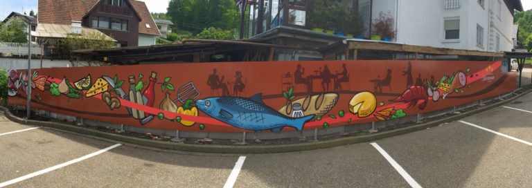 Graffitikuenstler, Graffitiauftrag, Artmos4, HotelSternen, Essen, Comic