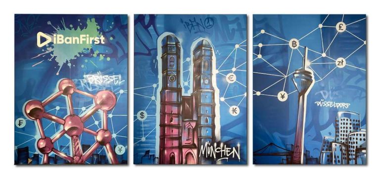graffitiauftrag_graffitikuenstler_artmos4_Iban_First_Leinwände_München_2022_Sehenswürdikeiten_Netz_Skyline_Schrift_Graffiti_Währungen_Geld_01