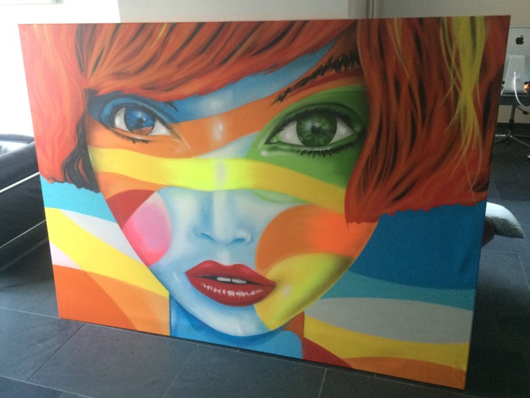 Graffitikuenstler, Graffitiauftrag, Artmos4, JuliusMeindlKaffee, Bunt, Gesicht