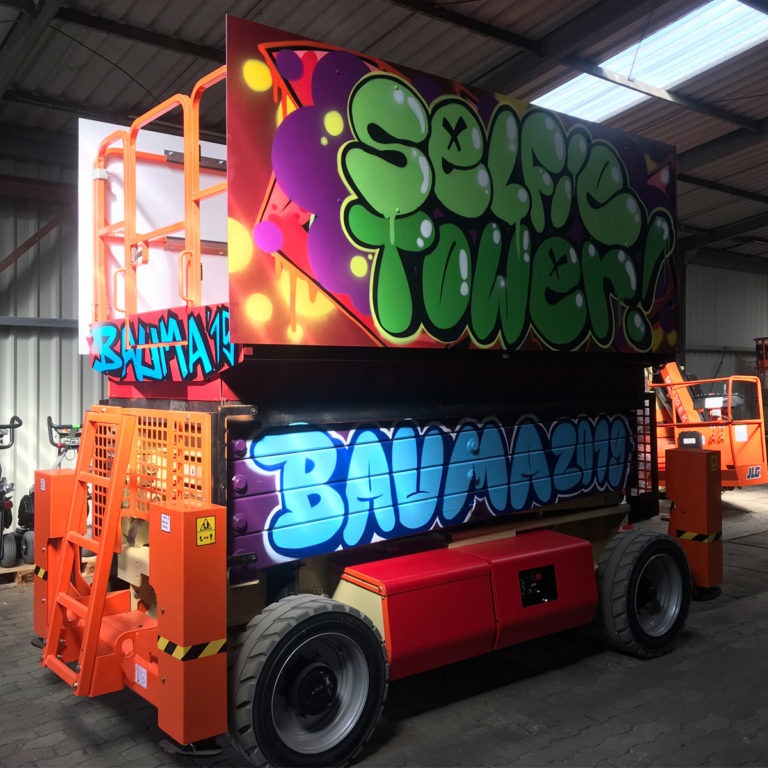 hebebühne, graffiti, objektgestaltung, bubblestyle