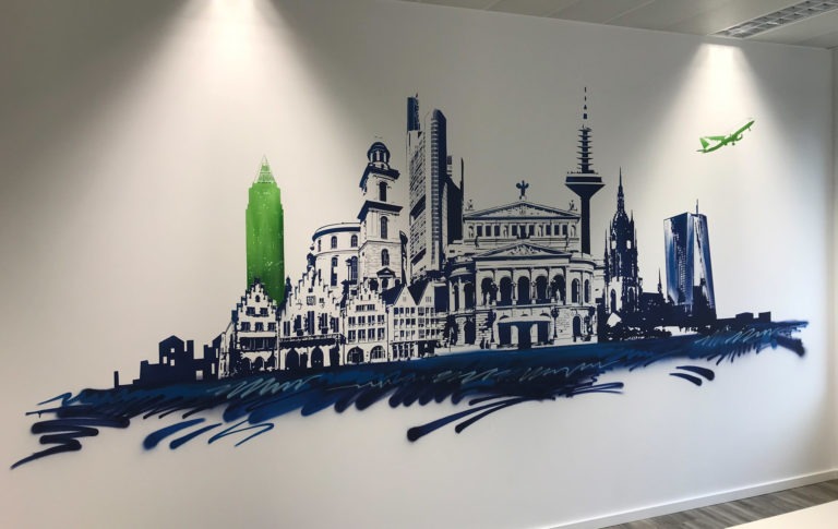 skyline, frankfurt, flugzeug