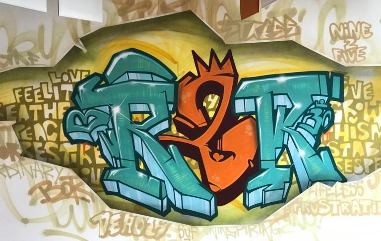 Graffiti Schrift von budhistischen Zeichen