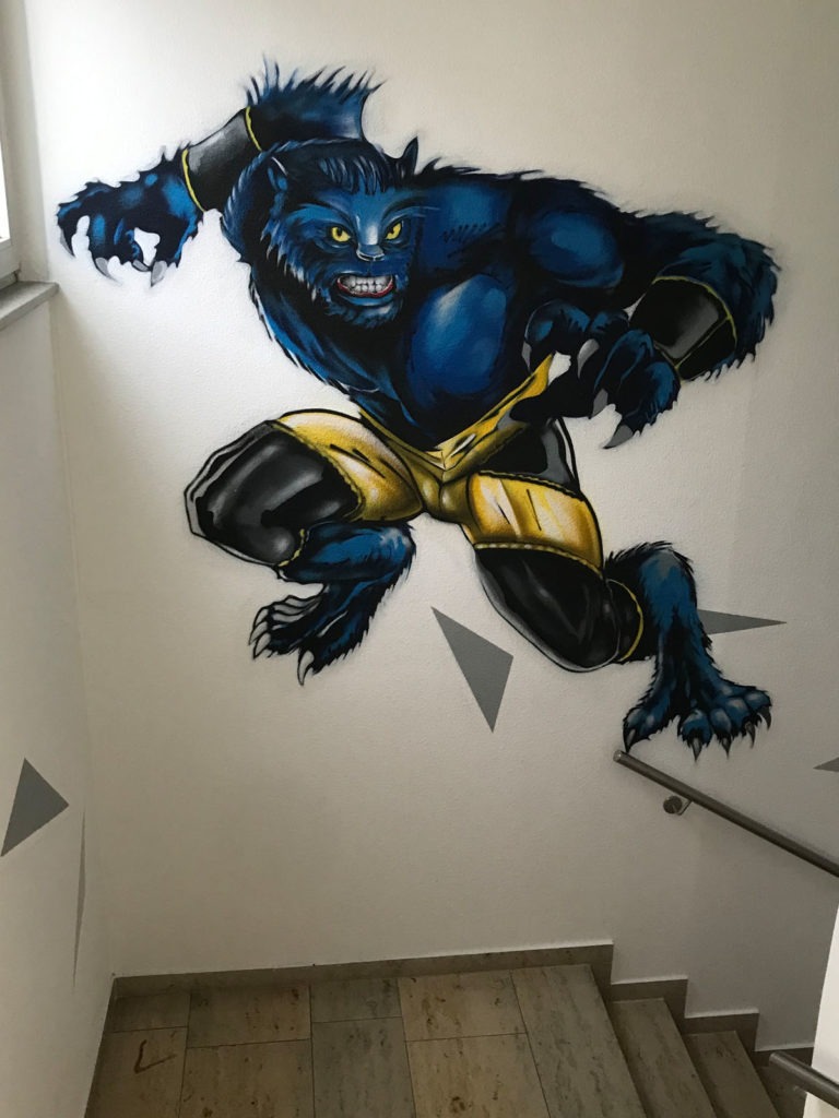 mutant, katze, gelbe, badehose, dunkelblau