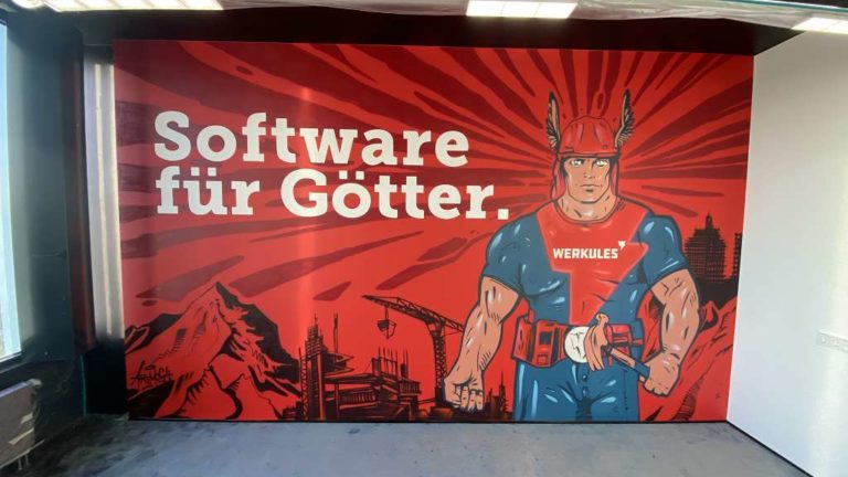 graffitiauftrag_graffitikuenstler_artmos4_Werkules_Frankfurt_2022_Comic_Held_Skyline_Graffiti_Folie_Schrift_01