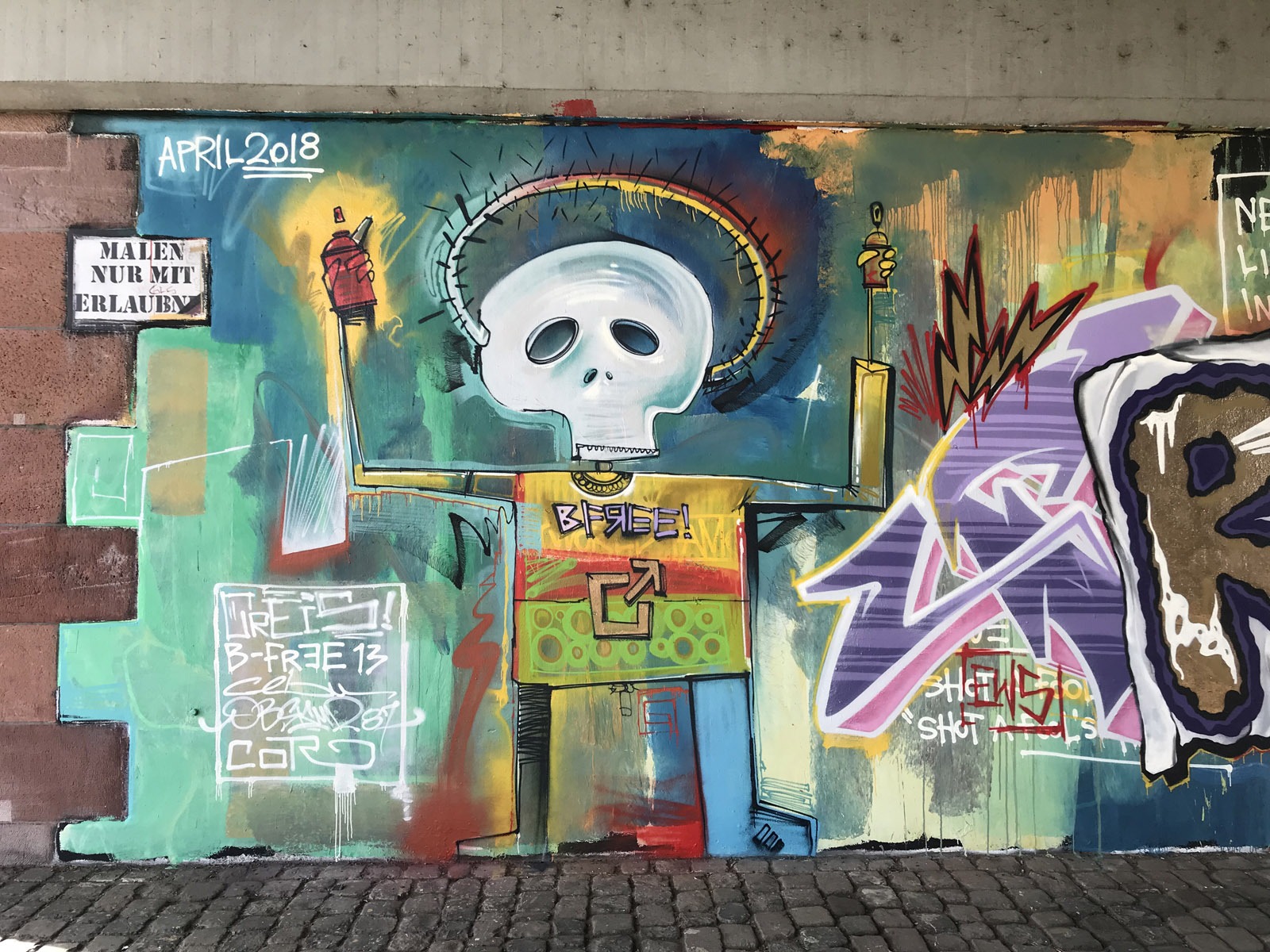 graffitiauftrag_graffitikuenstler_artmos4_basquiat_abstrakt_bunt_totenkopf_sombrero graffitiauftrag, graffitikuenstler, artmos4